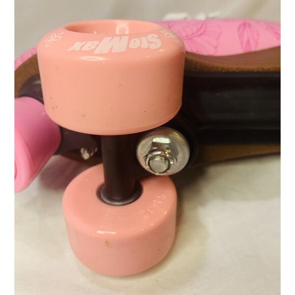 Womens Roller Skates Size 7.5 Ste Max Pink Floral Girl PVC Leather St Bearings - Picture 12 of 12